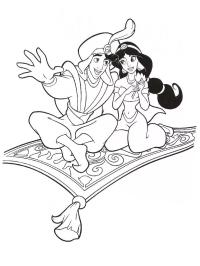 Aladyn i Jasmine na dywanie