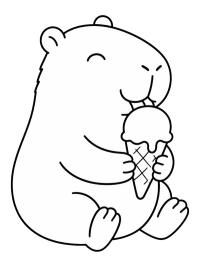 Kapibara jedząca lody