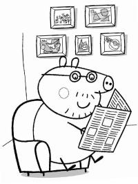 Tata Świnka czyta gazetę