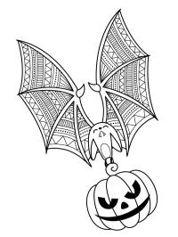 Halloweenowy nietoperz leci z dynią