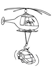 Helikopter przenosi auto