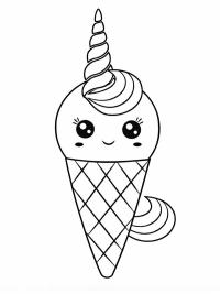 Kawaii jednorożec z lodami