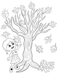 Dziewczynka przy gołym drzewie