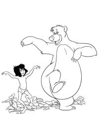 Mowgli i niedźwiedź Baloo tańczą