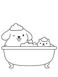 Pompompurin i Muffin w kąpieli
