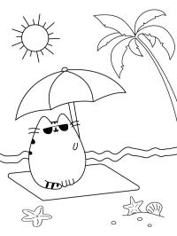 Pusheen na plaży