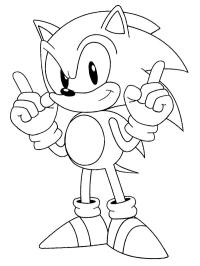 Sonic z uniesionymi palcami