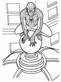 Spiderman wspina się na budynek