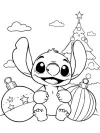 Stitch z bombkami świątecznymi