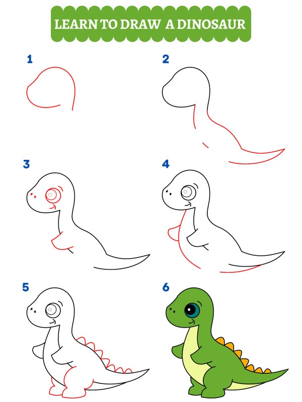 Jak narysować uroczego dinozaura