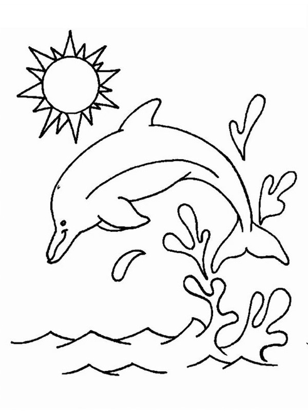 Delfin wyskakuje z wody kolorowanka
