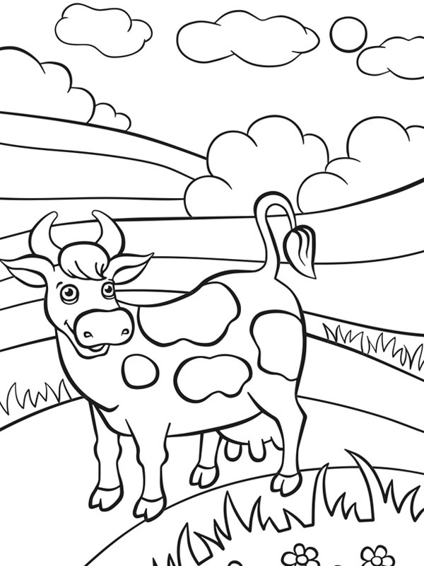 krowa w krajobrazie kolorowanka