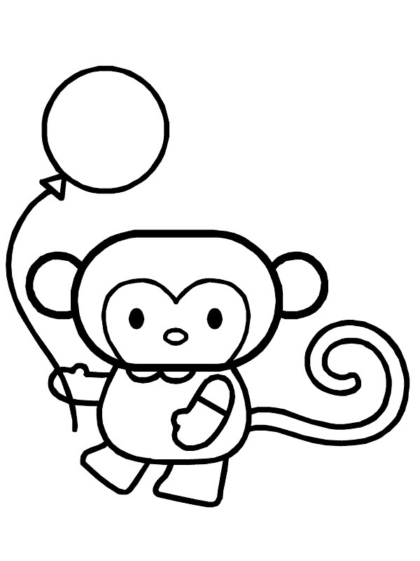małpa z balonem kolorowanka
