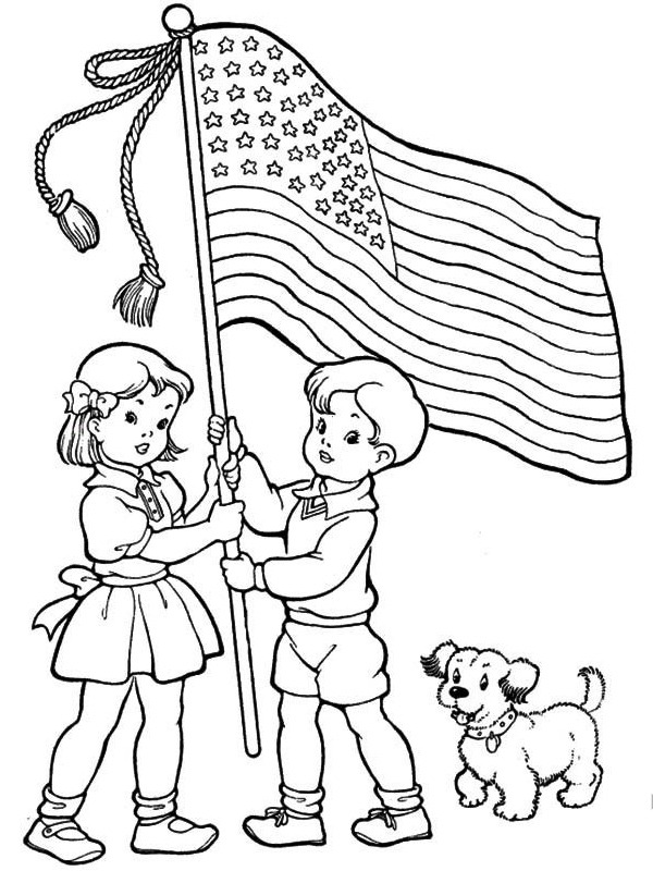 Unoszenie Amerykańskiej flagi kolorowanka
