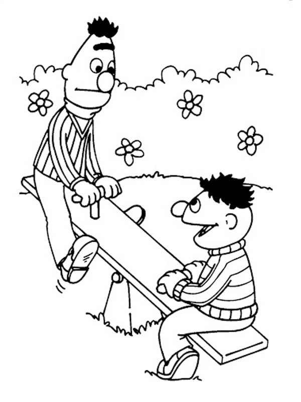 Ernie i Bert na huśtawce kolorowanka