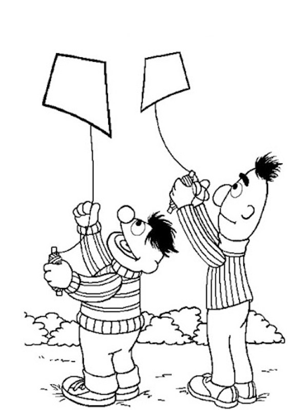Bert i Ernie Puszczają latawce kolorowanka