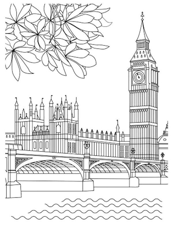 Big Ben, (Elizabeth Tower) kolorowanka