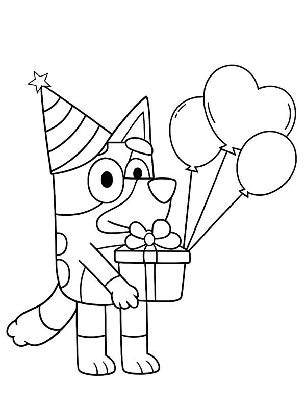Bluey z prezentem kolorowanka