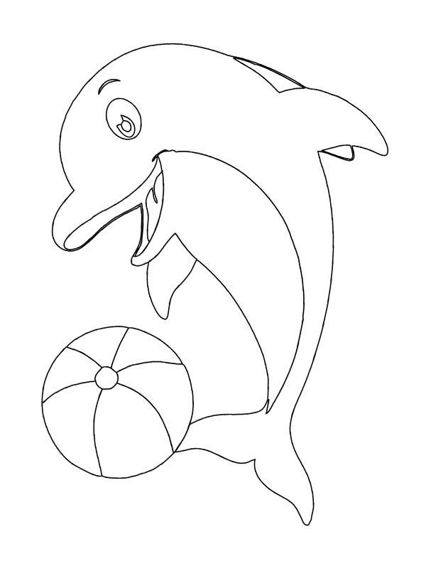Delfin z piłką kolorowanka