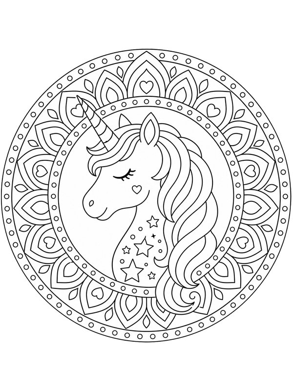 Mandala jednorożec kolorowanka