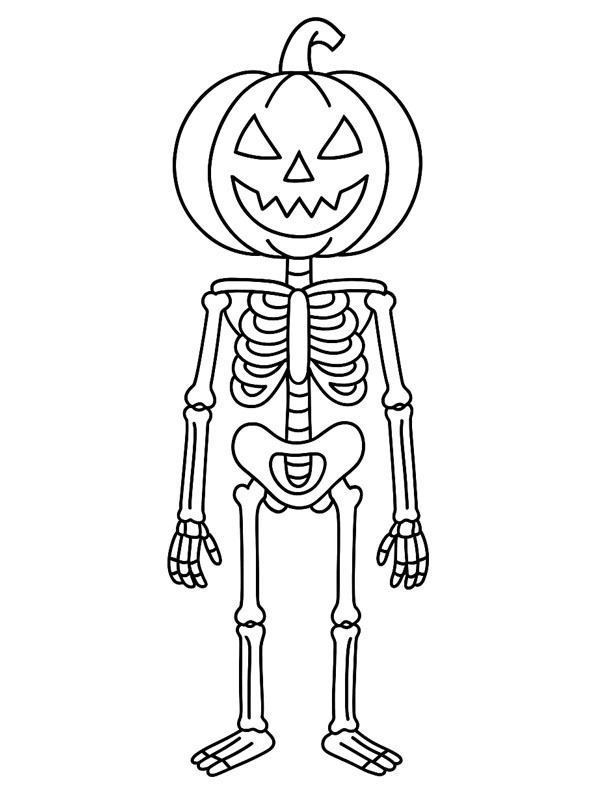 Halloweenowa dynia szkielet kolorowanka