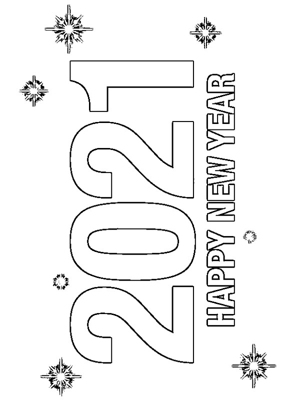 kolorowanka Happy New Year 2021 | ladnekolorowanki.pl