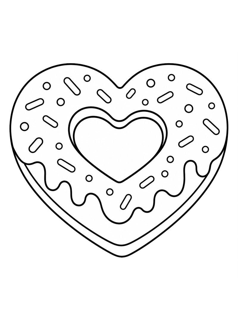 Donut w kształcie serca kolorowanka