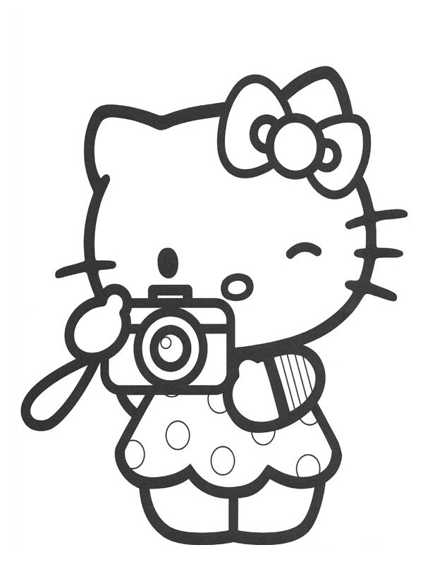 Hello Kitty robi zdjęcie kolorowanka