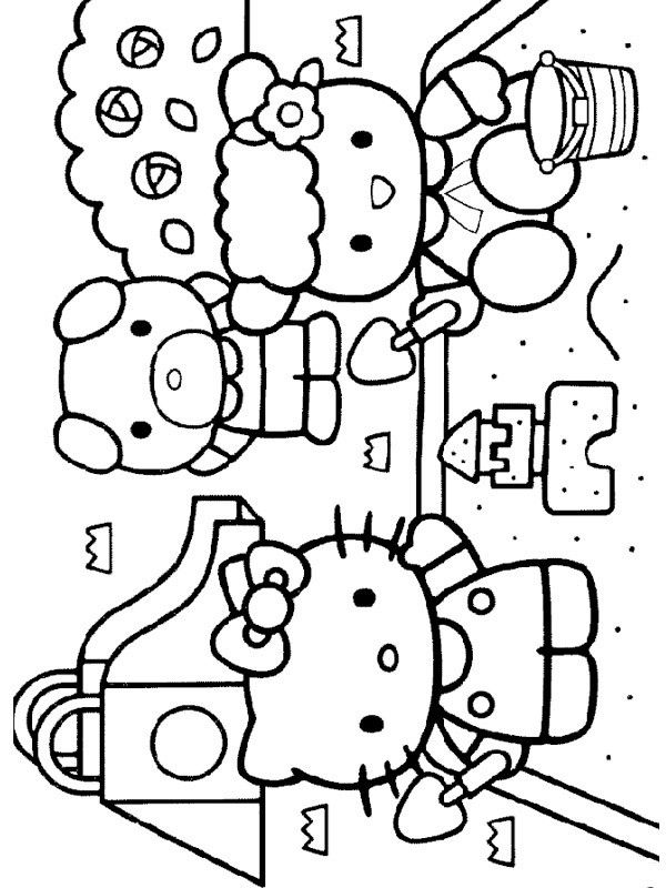 Hello Kitty w piaskownicy kolorowanka