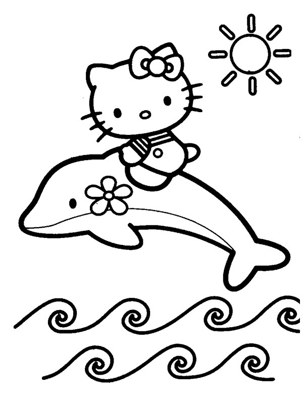 Hello Kitty na delfinie kolorowanka