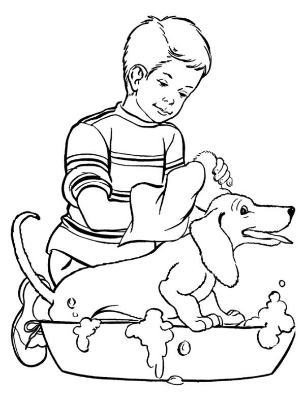 Mycie psa kolorowanka