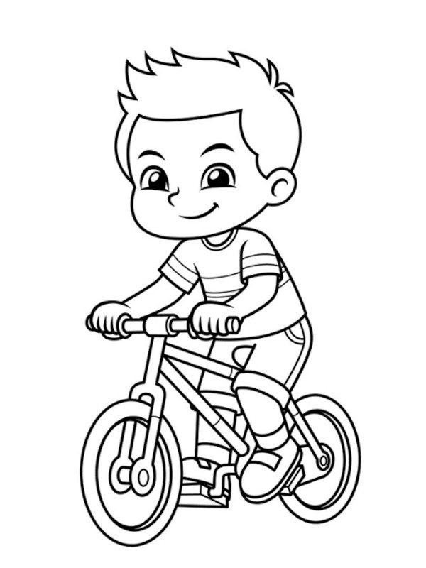 Chłopiec na rowerze kolorowanka