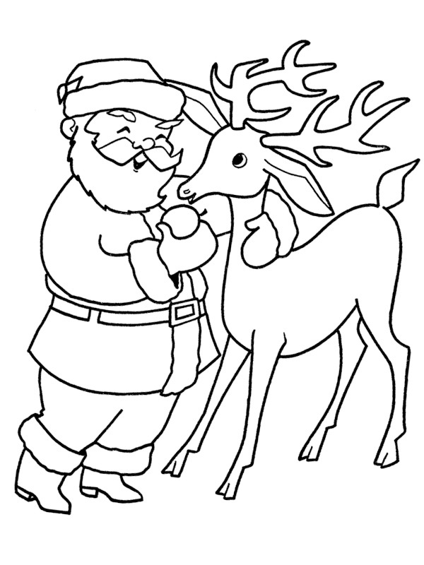 Święty Mikołaj i jego renifer kolorowanka