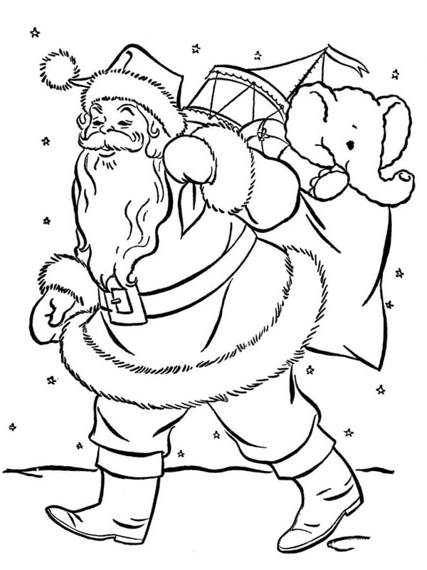 Mikołaj z prezentami kolorowanka