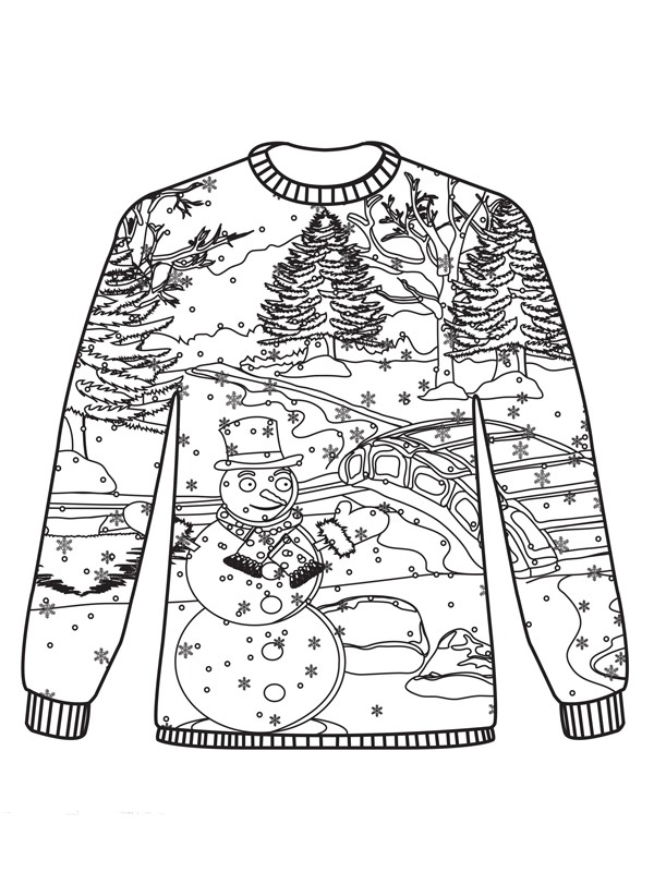 Sweter świąteczny z bałwanem kolorowanka