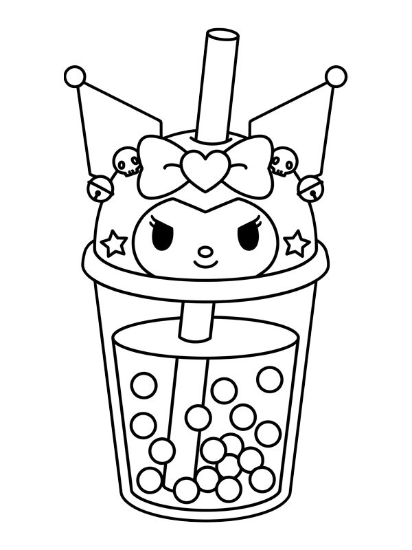 Kuromi Bubble tea kolorowanka