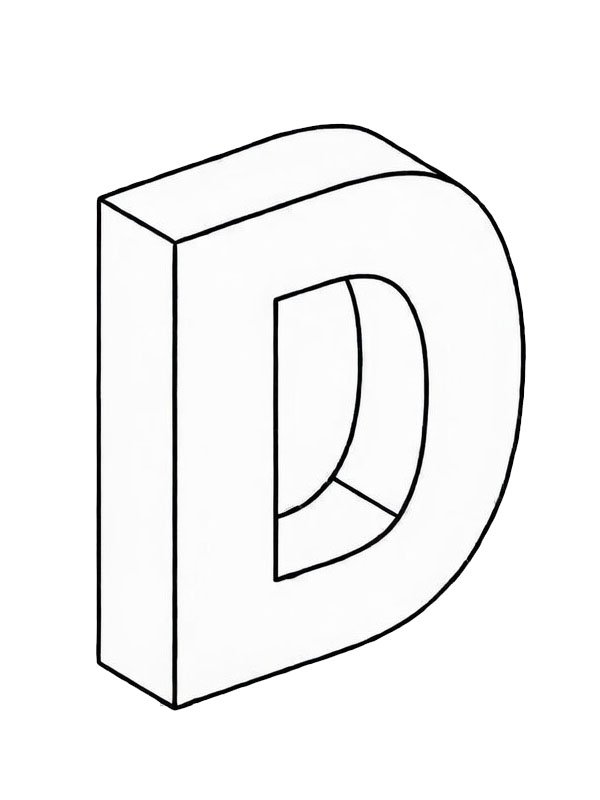 Litera D 3D kolorowanka