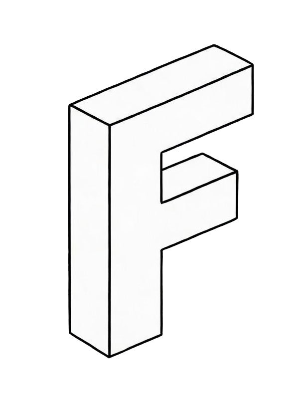 Litera F 3D kolorowanka