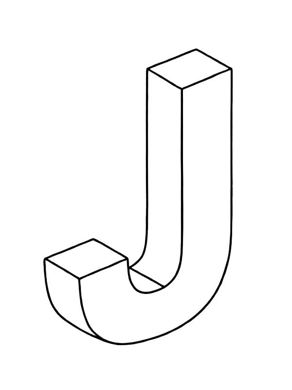 Litera J 3D kolorowanka
