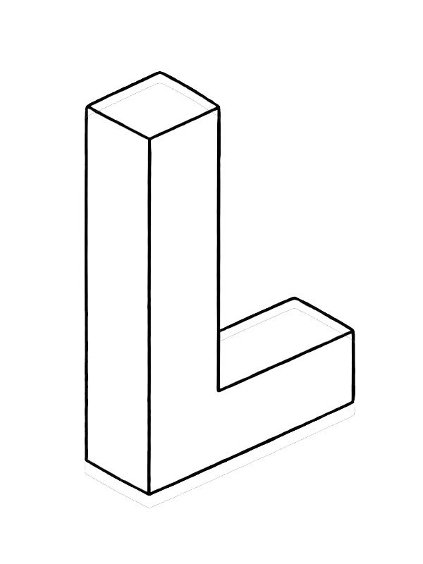 Litera L 3D kolorowanka