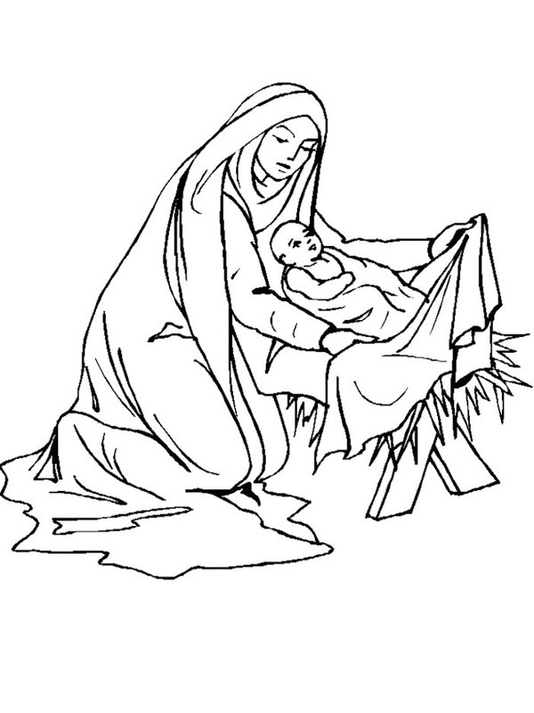 Maryja i Jezus kolorowanka