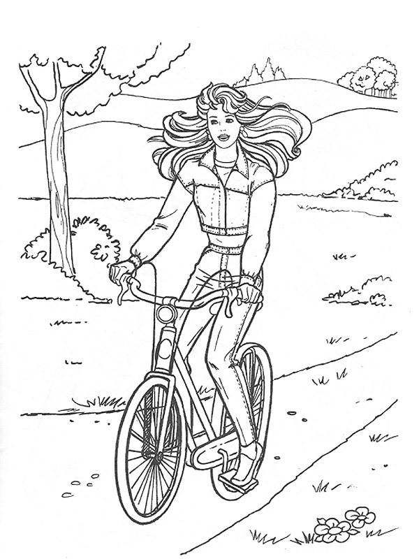 Dziewczyna na rowerze kolorowanka