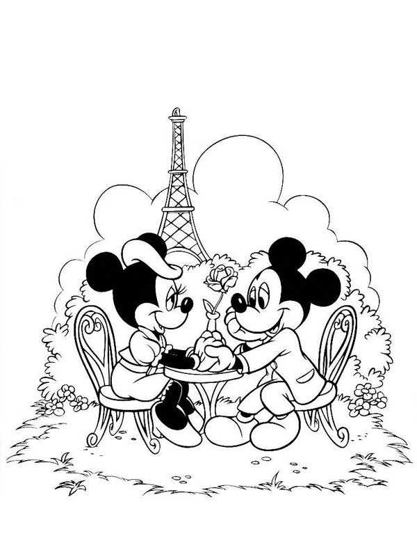 Myszka Minnie i Miki W Paryżu kolorowanka