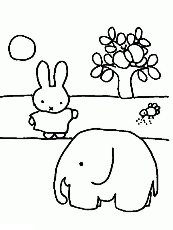 Miffy i słoń kolorowanka