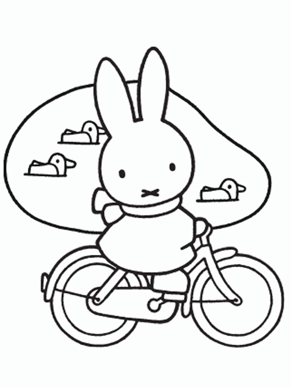 Miffy na rowerze kolorowanka