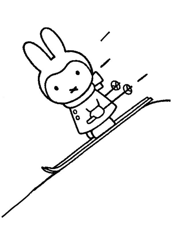 Miffy na nartach kolorowanka