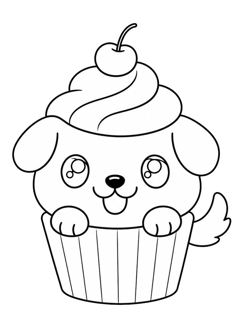 Puppy cupcake kolorowanka