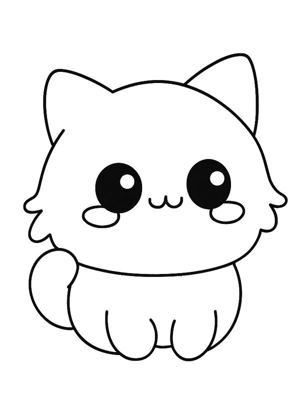 Słodki kawaii kotek kolorowanka