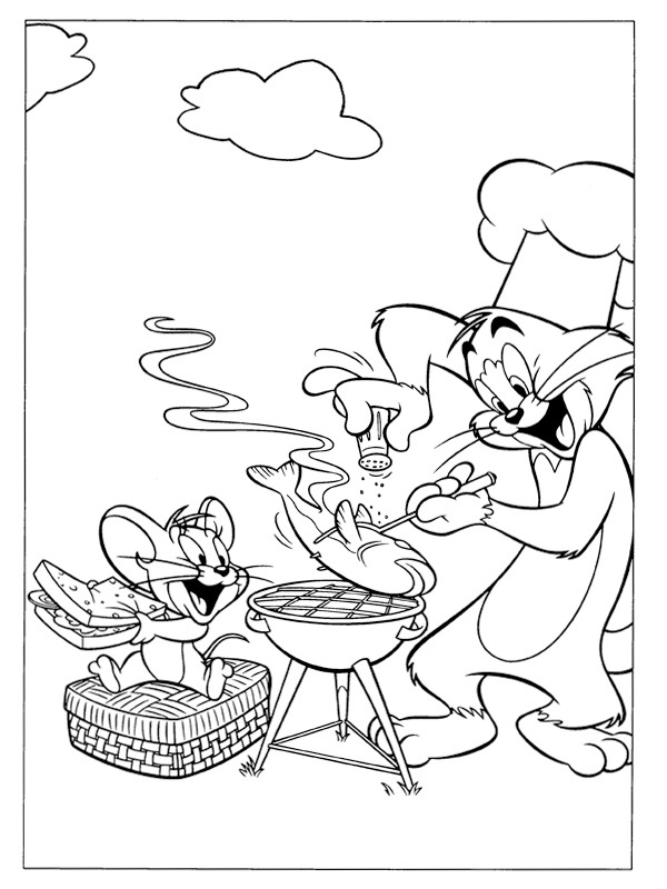 Tom i Jerry na grillu kolorowanka