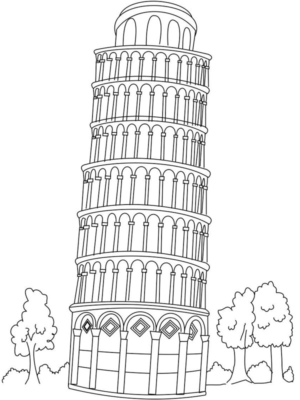 Krzywa Wieża w Pizi kolorowanka